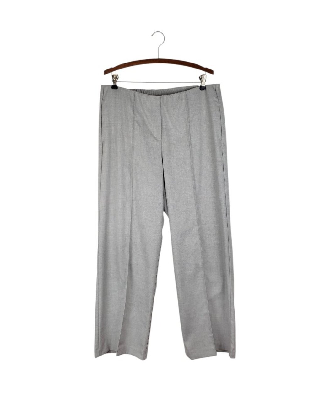 J Jill Geneva Full Leg Pants Light Gray Pull On Center Seam Trousers Womens L